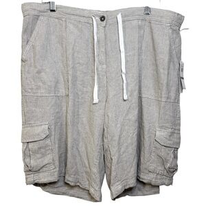 NWT Da-sh dash linen blend cargo taupe white striped skimmer shorts women’s xl